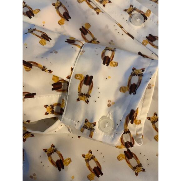 Ellen Tracy fox print button up shirt womens small animal cute print - Picture 6 of 6